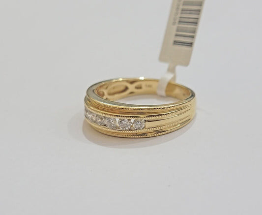Real 14k Yellow Gold Band 1/2 CT Diamonds Men's Wedding Engagement Ring Size 10 - Reva Jeweler