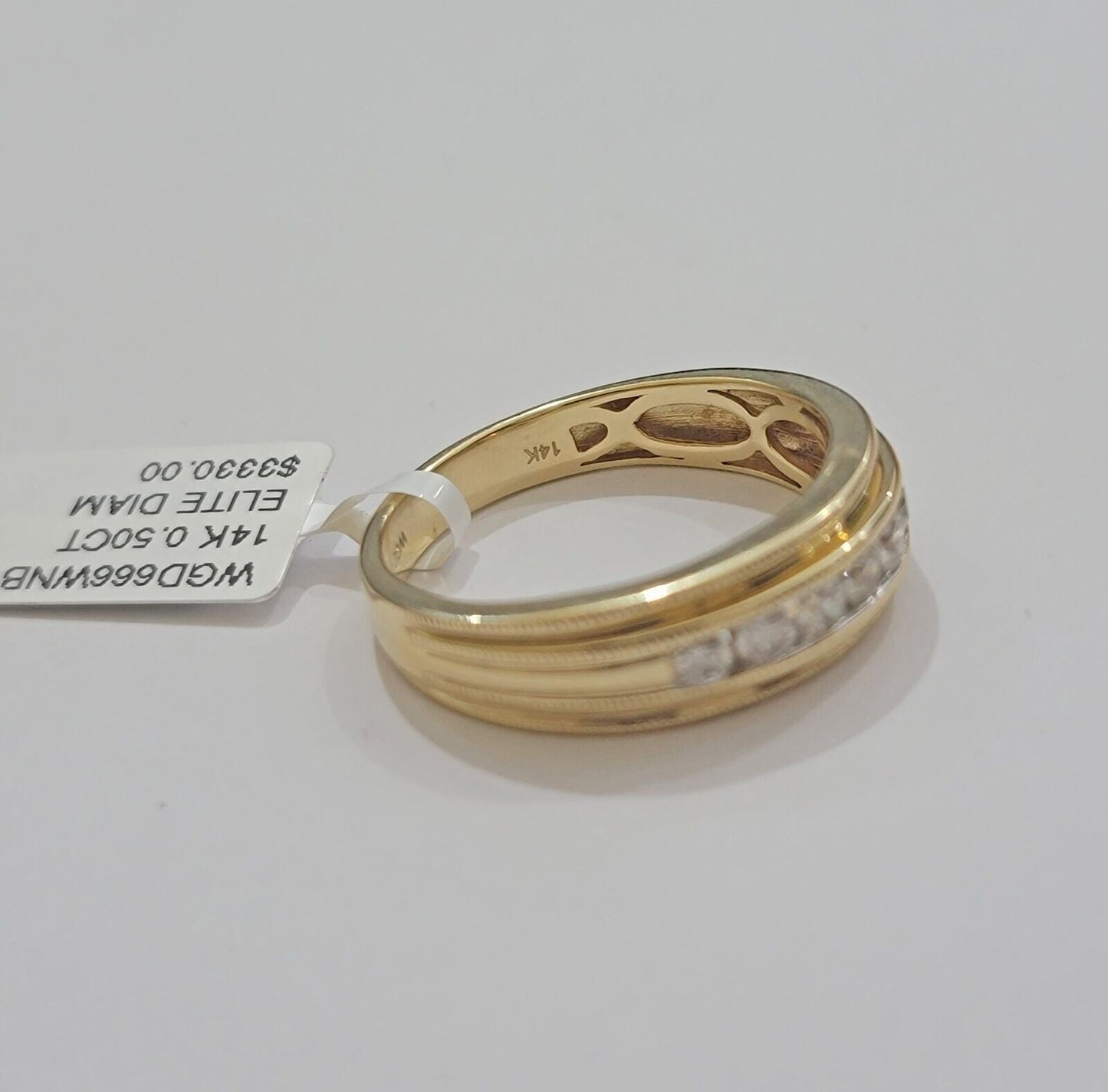 Real 14k Yellow Gold Band 1/2 CT Diamonds Men's Wedding Engagement Ring Size 10 - Reva Jeweler