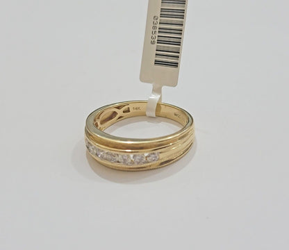 Real 14k Yellow Gold Band 1/2 CT Diamonds Men's Wedding Engagement Ring Size 10 - Reva Jeweler