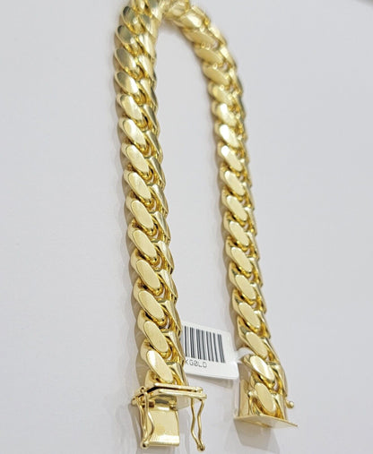 Real 14k Yellow Gold Bracelet 7.5 Inch Solid 9mm Miami cuban Link Men 14kt Heavy - Reva Jeweler