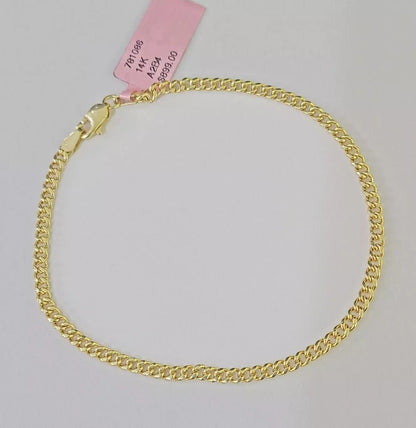 Real 14k Yellow Gold Bracelet 8 inch Miami Cuban Link 3mm 14kt For Women Ladies - Reva Jeweler