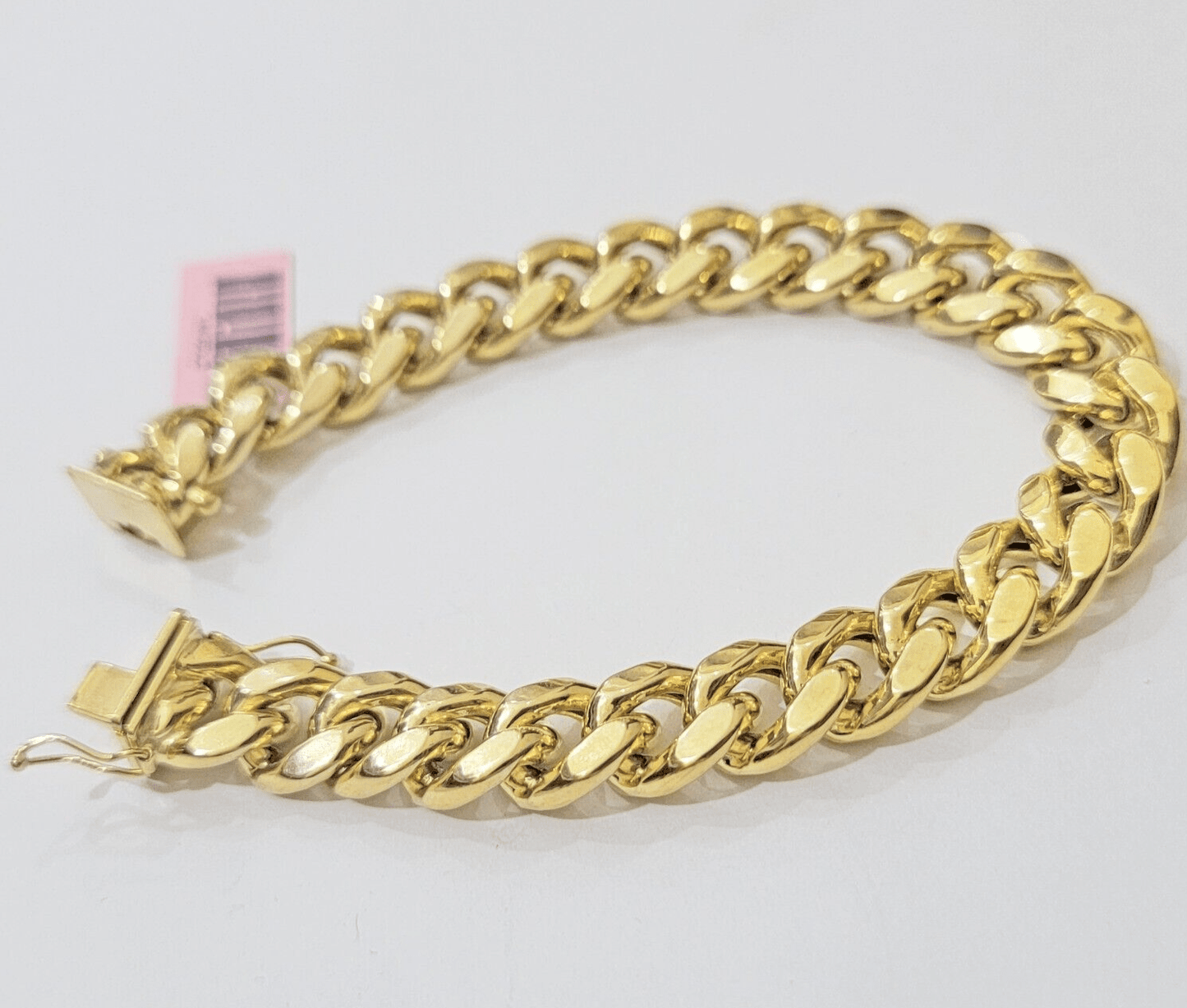Real 14k Yellow Gold Bracelet 8 Inch Miami Cuban Link Box Clasp For Men's 14KT - Reva Jeweler