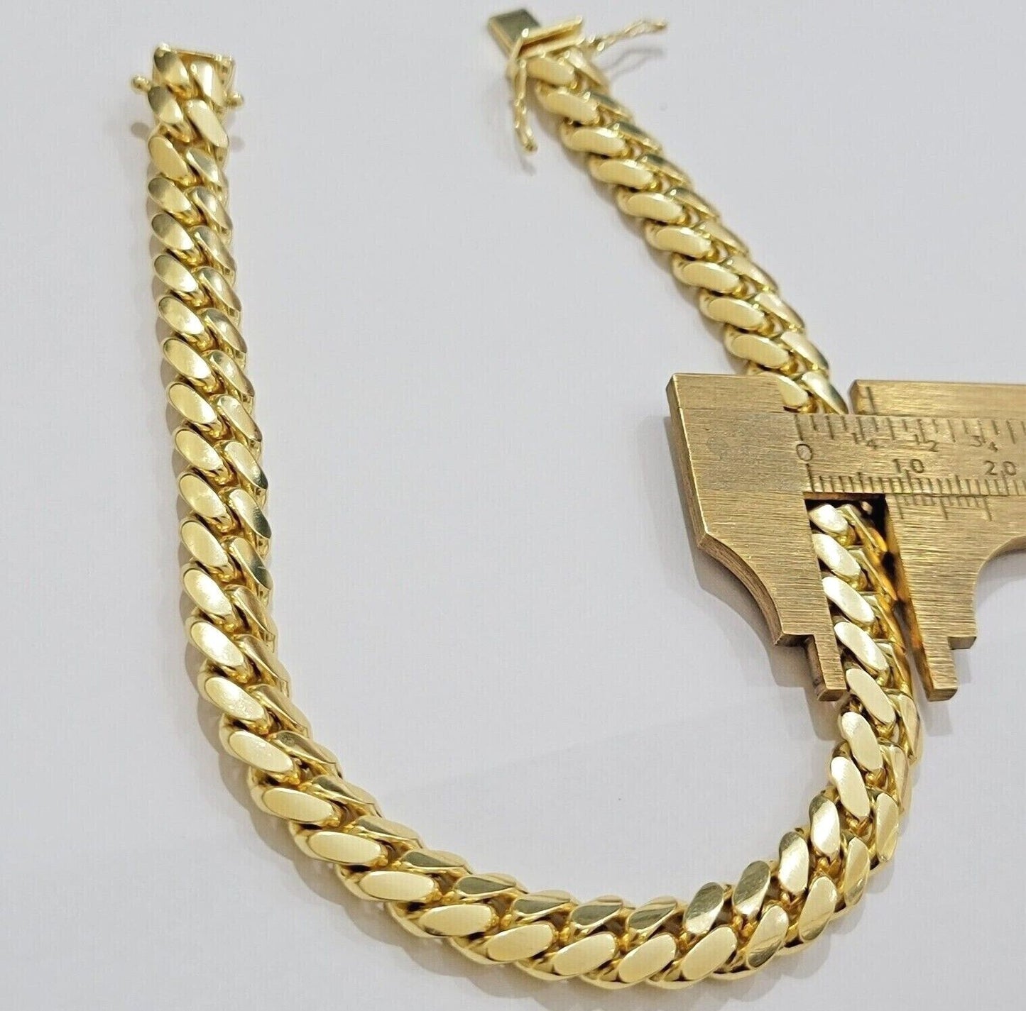 Real 14k Yellow Gold Bracelet 8mm Miami Cuban Link 7.5 - 9 Inch Mens 14kt SOLID - Reva Jeweler