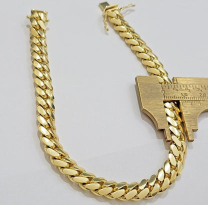 Real 14k Yellow Gold Bracelet 8mm Miami Cuban Link 7.5 - 9 Inch Mens 14kt SOLID - Reva Jeweler
