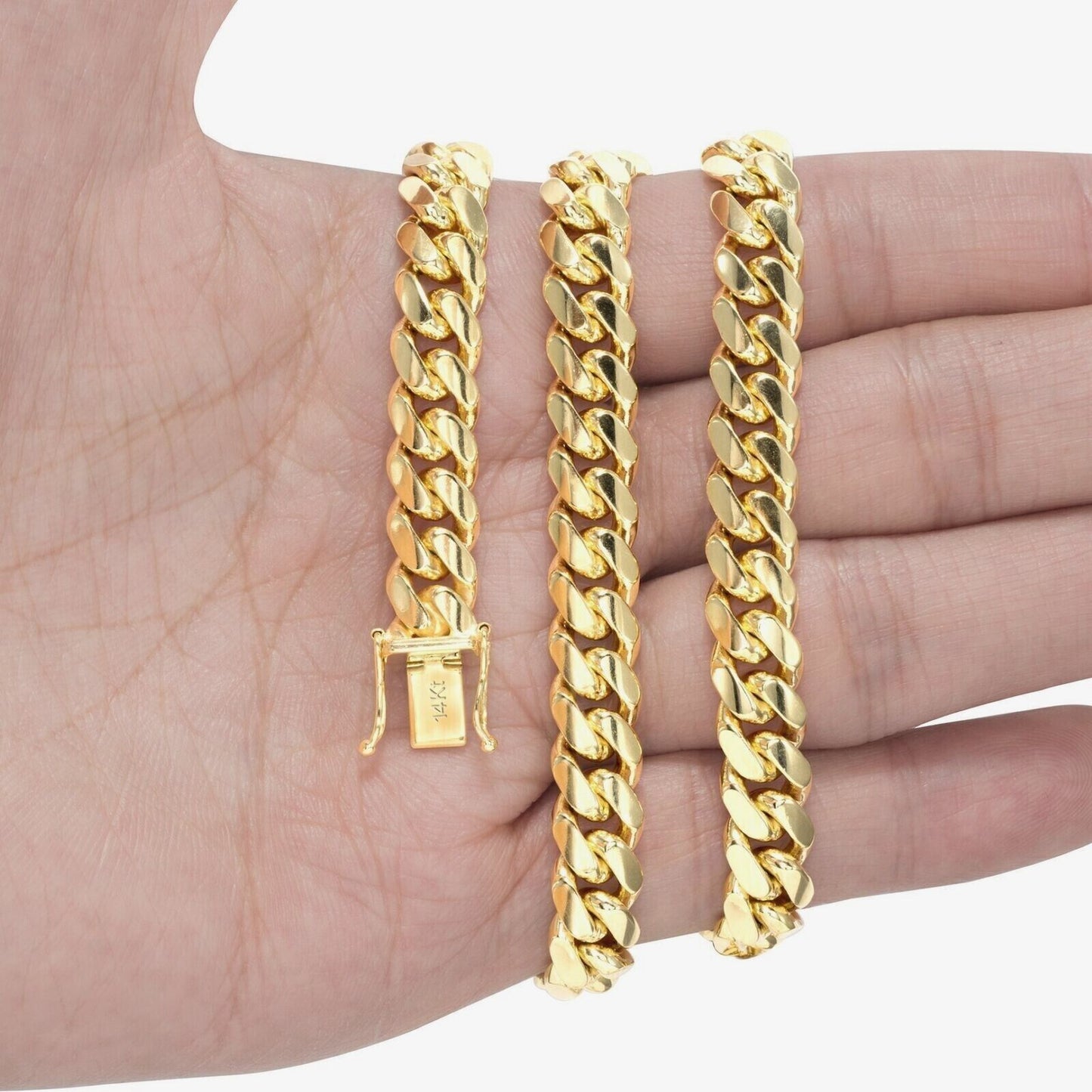 Real 14k Yellow Gold Bracelet 8mm Miami Cuban Link 7.5 - 9 Inch Mens 14kt SOLID - Reva Jeweler