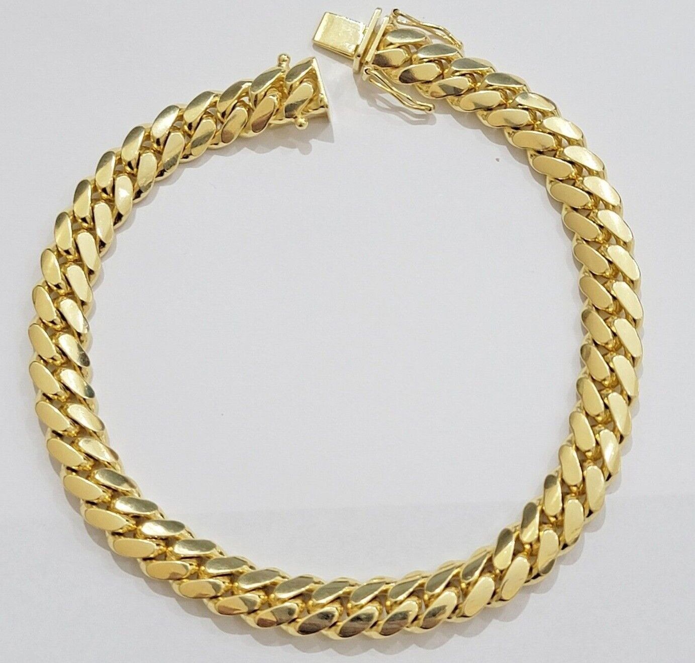 Real 14k Yellow Gold Bracelet 8mm Miami Cuban Link 7.5 - 9 Inch Mens 14kt SOLID - Reva Jeweler