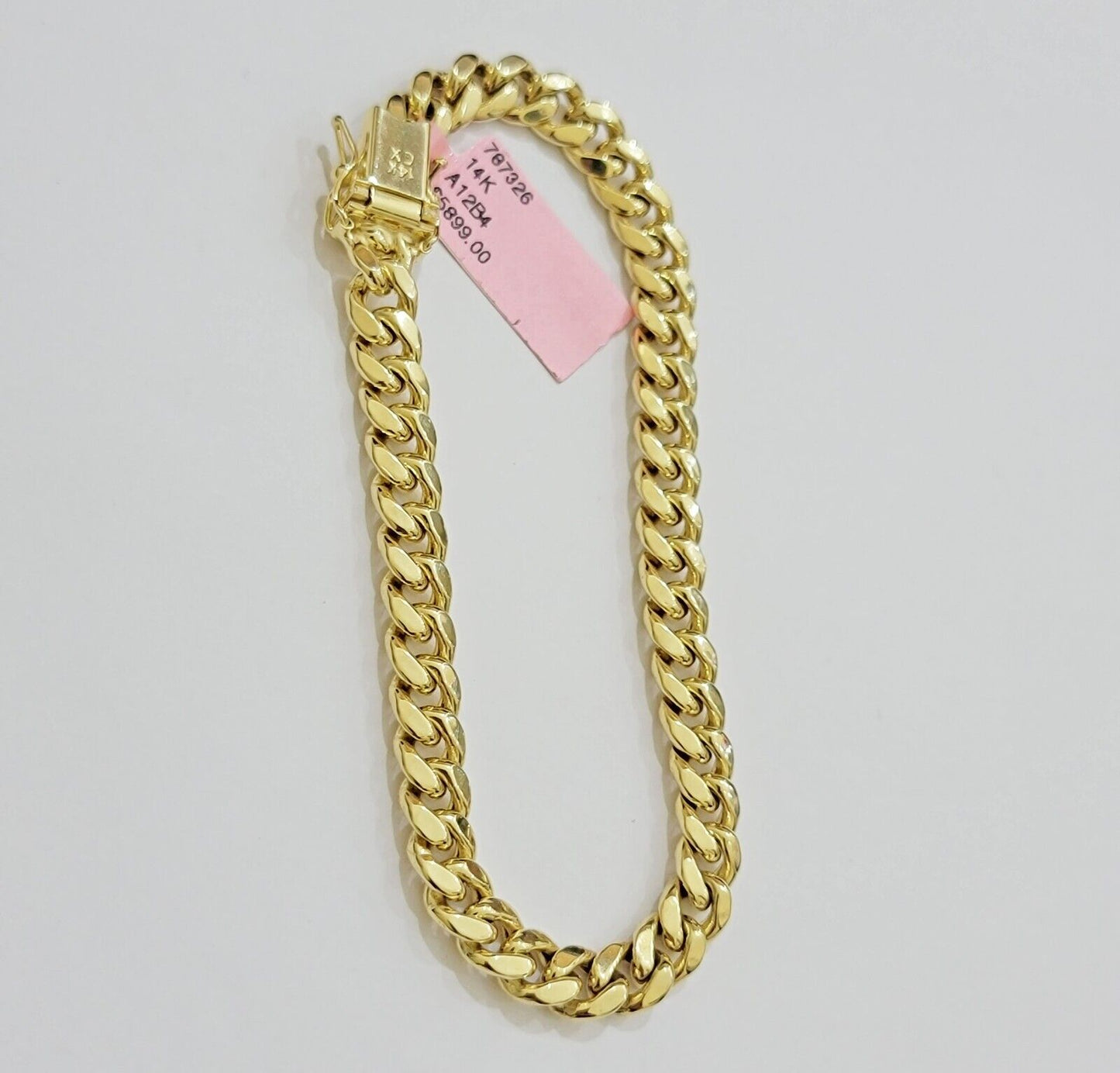 REAL 14k Yellow Gold Bracelet 9 Inch 7mm Miami Cuban Link With Box Lock 14KT - Reva Jeweler