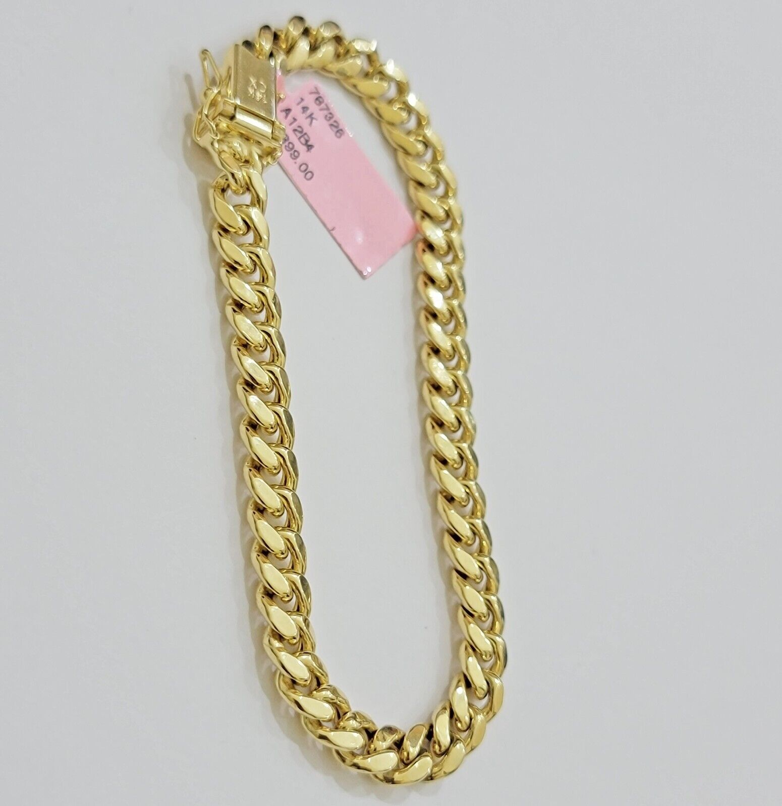 REAL 14k Yellow Gold Bracelet 9 Inch 7mm Miami Cuban Link With Box Lock 14KT - Reva Jeweler