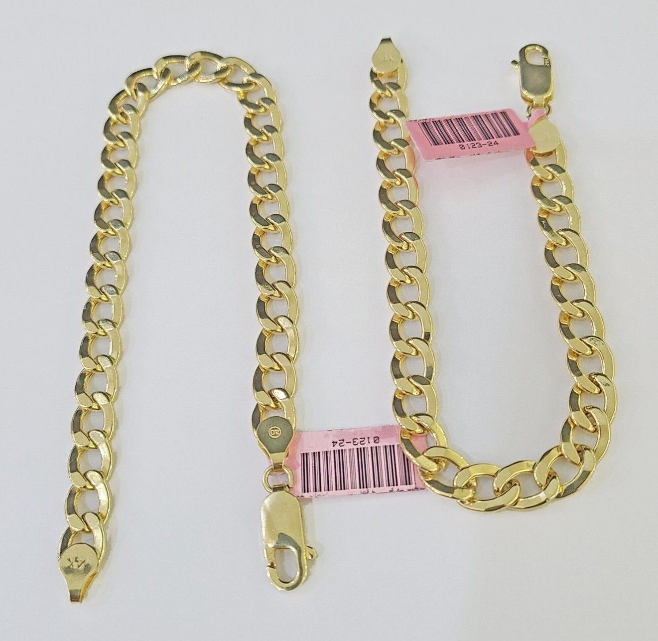 Real 14k Yellow Gold Bracelet Cuban Curb link 7mm 8" & 9 Inch 14 KT Men Women - GoldenlinQ