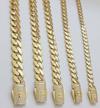 Real 14k Yellow Gold Bracelet Link Royal Monaco Cuban Link 7mm - 11mm 8 /8.5 Inch - Reva Jeweler