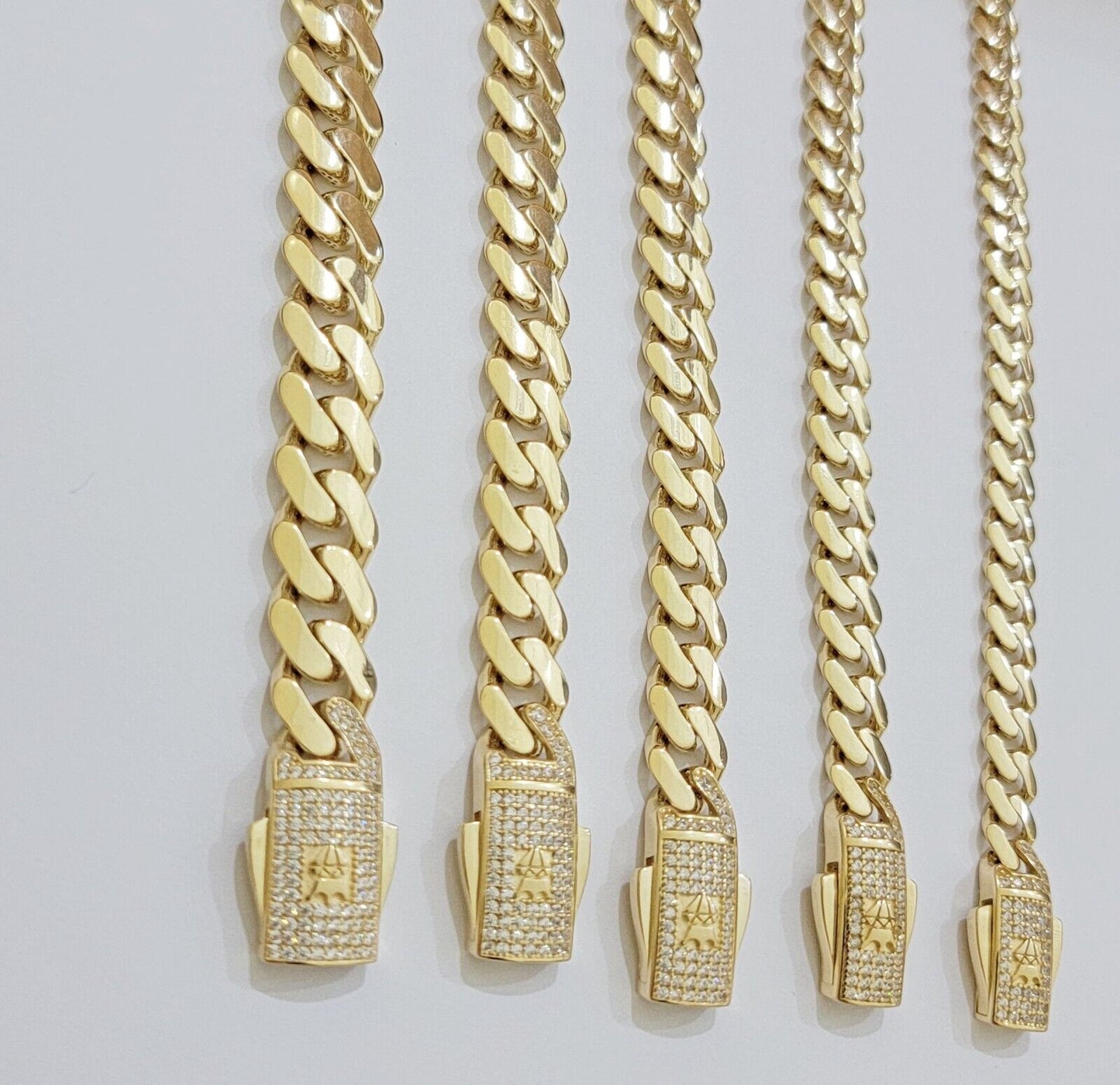 Real 14k Yellow Gold Bracelet Link Royal Monaco Cuban Link 7mm - 11mm 8 /8.5 Inch - Reva Jeweler