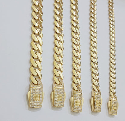 Real 14k Yellow Gold Bracelet Link Royal Monaco Cuban Link 7mm - 11mm 8 /8.5 Inch - Reva Jeweler
