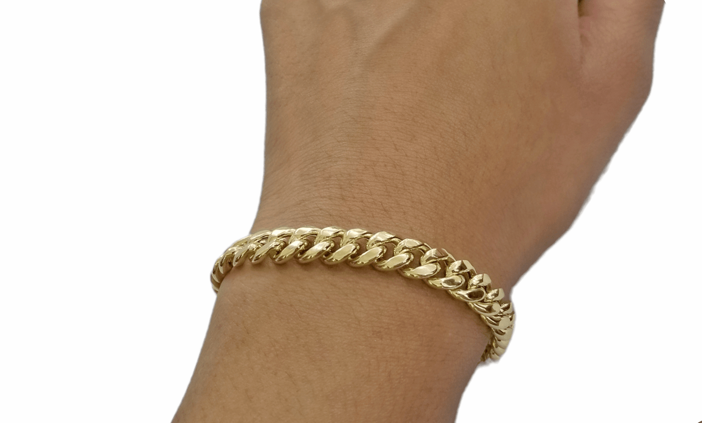 Real 14K Yellow Gold Bracelet Miami Cuban 8" Inch 7mm 14kt Gold Pura Oro - Reva Jeweler