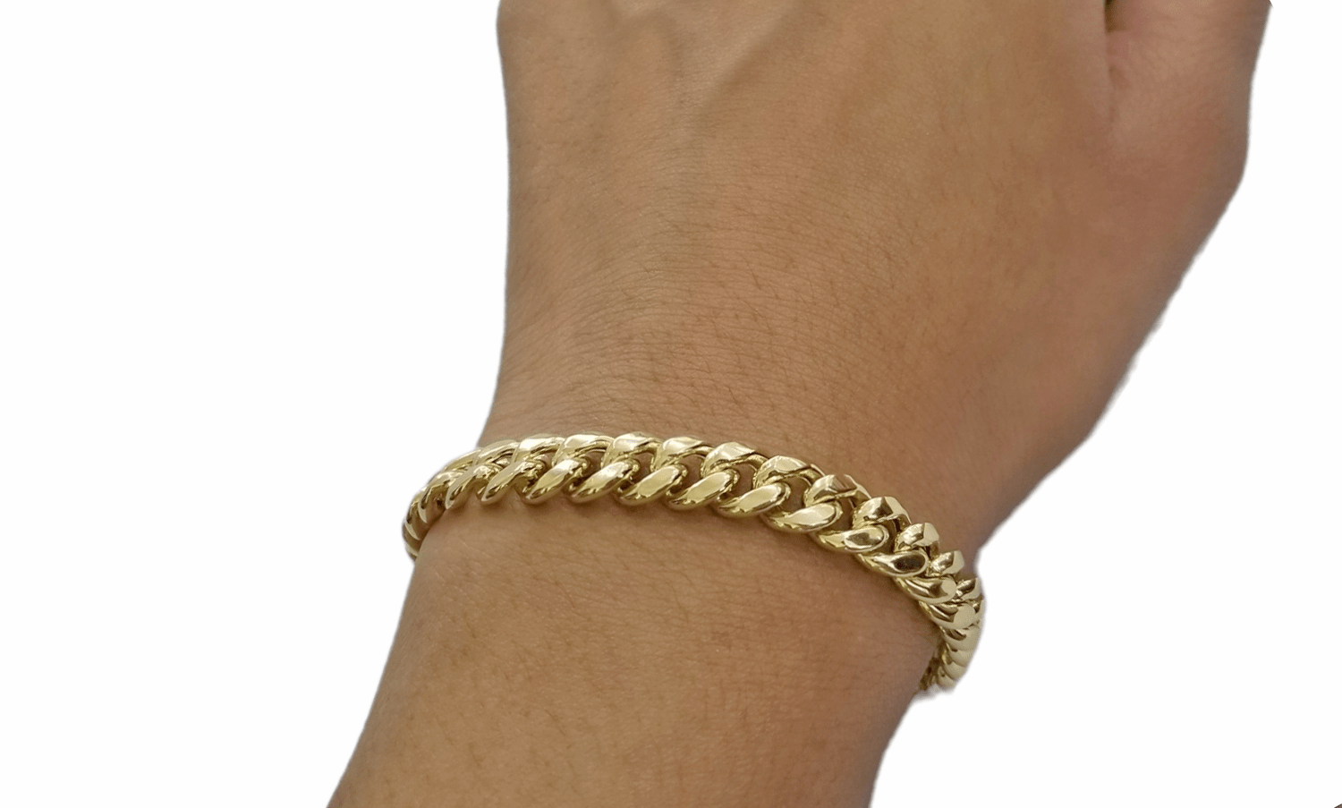 Real 14K Yellow Gold Bracelet Miami Cuban 8" Inch 7mm 14kt Gold Pura Oro - Reva Jeweler