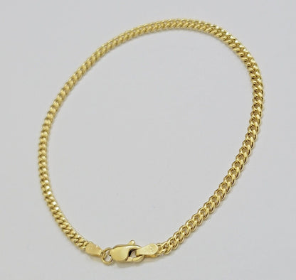 Real 14k Yellow Gold Bracelet Miami Cuban Link 8 Inch 3mm 14kt For Men Women - Reva Jeweler