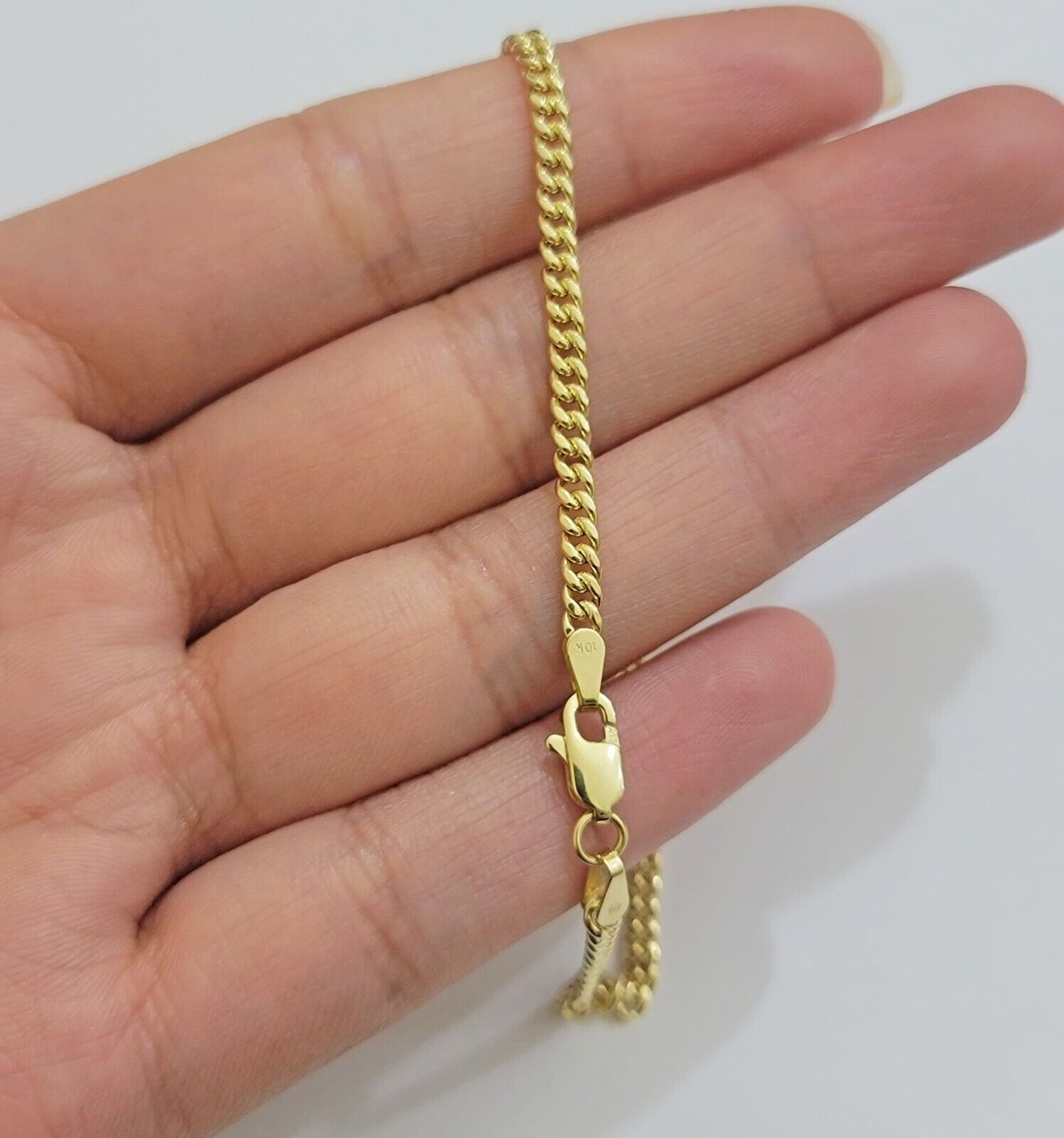 Real 14k Yellow Gold Bracelet Miami Cuban Link 8 Inch 3mm 14kt For Men Women - Reva Jeweler