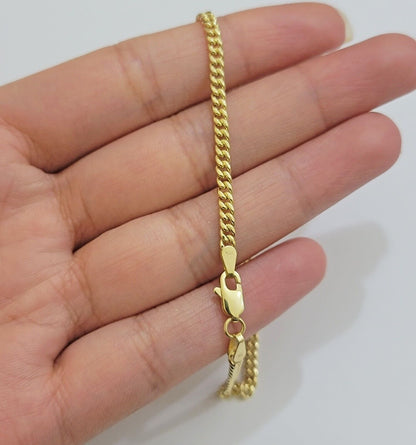 Real 14k Yellow Gold Bracelet Miami Cuban Link 8 Inch 3mm 14kt For Men Women - Reva Jeweler