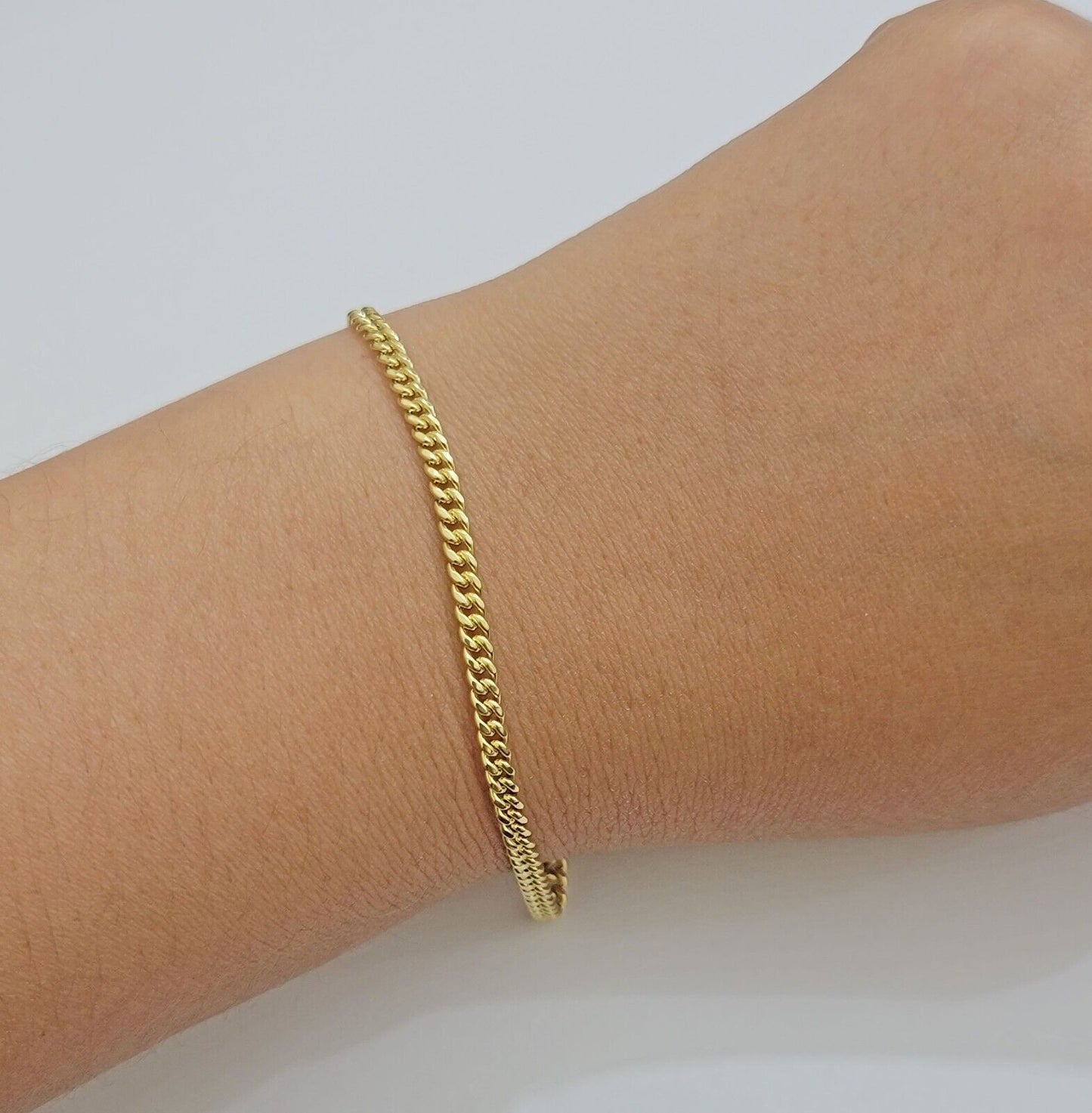 Real 14k Yellow Gold Bracelet Miami Cuban Link 8 Inch 3mm 14kt For Men Women - Reva Jeweler