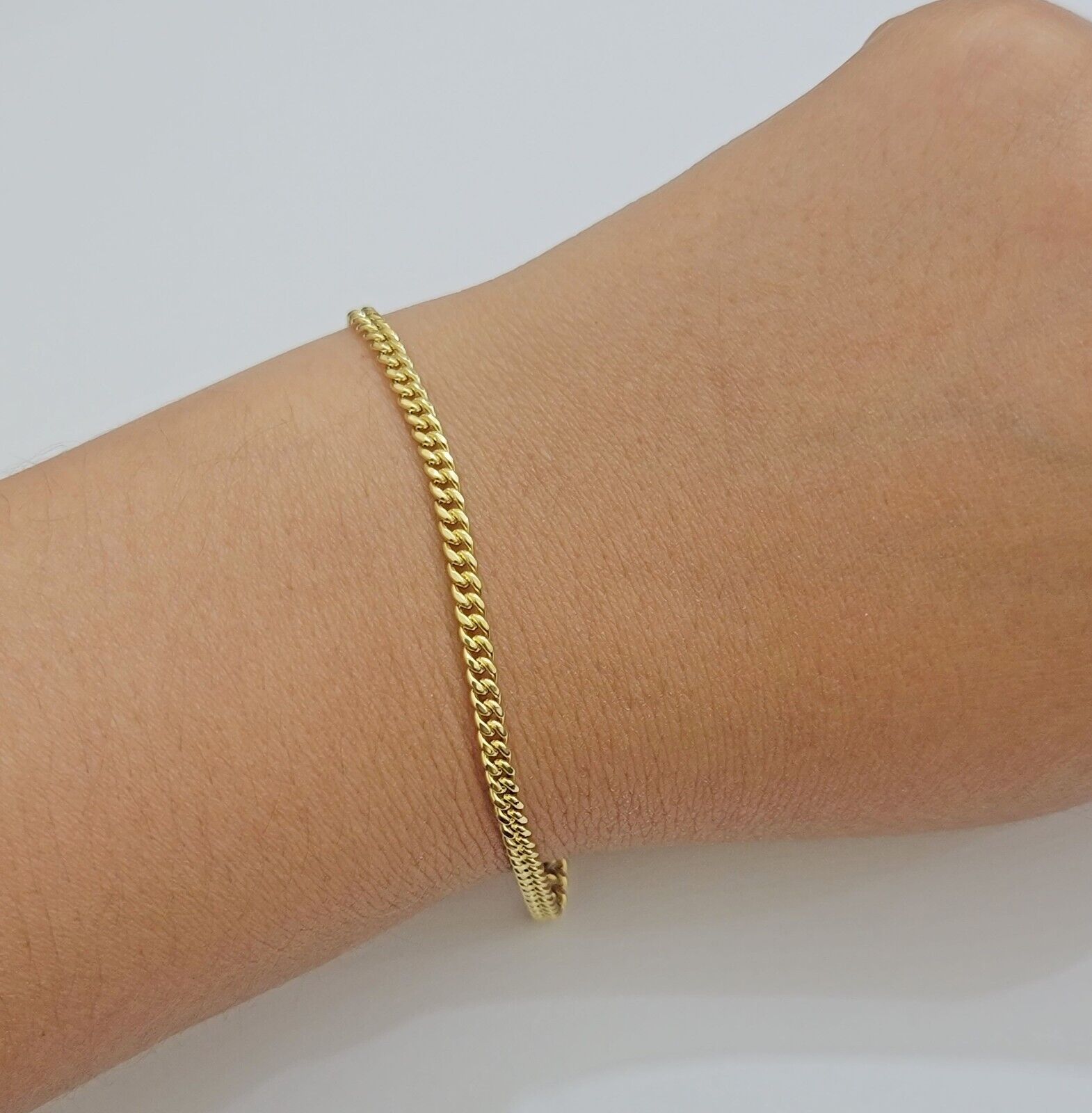 Real 14k Yellow Gold Bracelet Miami Cuban Link 8 Inch 3mm 14kt For Men Women - Reva Jeweler