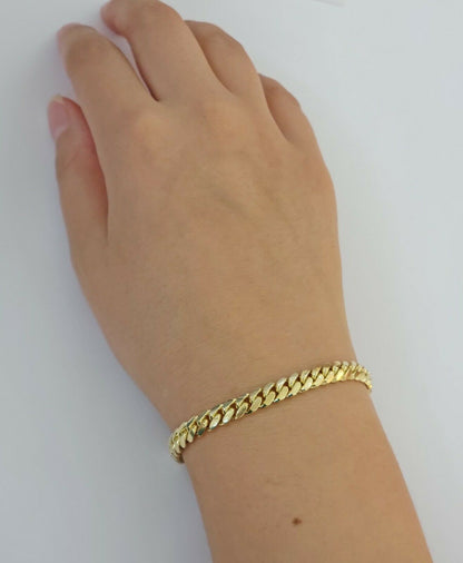 Real 14k yellow Gold bracelet SOLID Miami Cuban link 6mm 8" 14kt Yellow Gold Men - Reva Jeweler