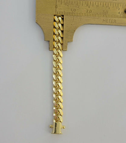 Real 14k yellow Gold bracelet SOLID Miami Cuban link 6mm 8" 14kt Yellow Gold Men - Reva Jeweler