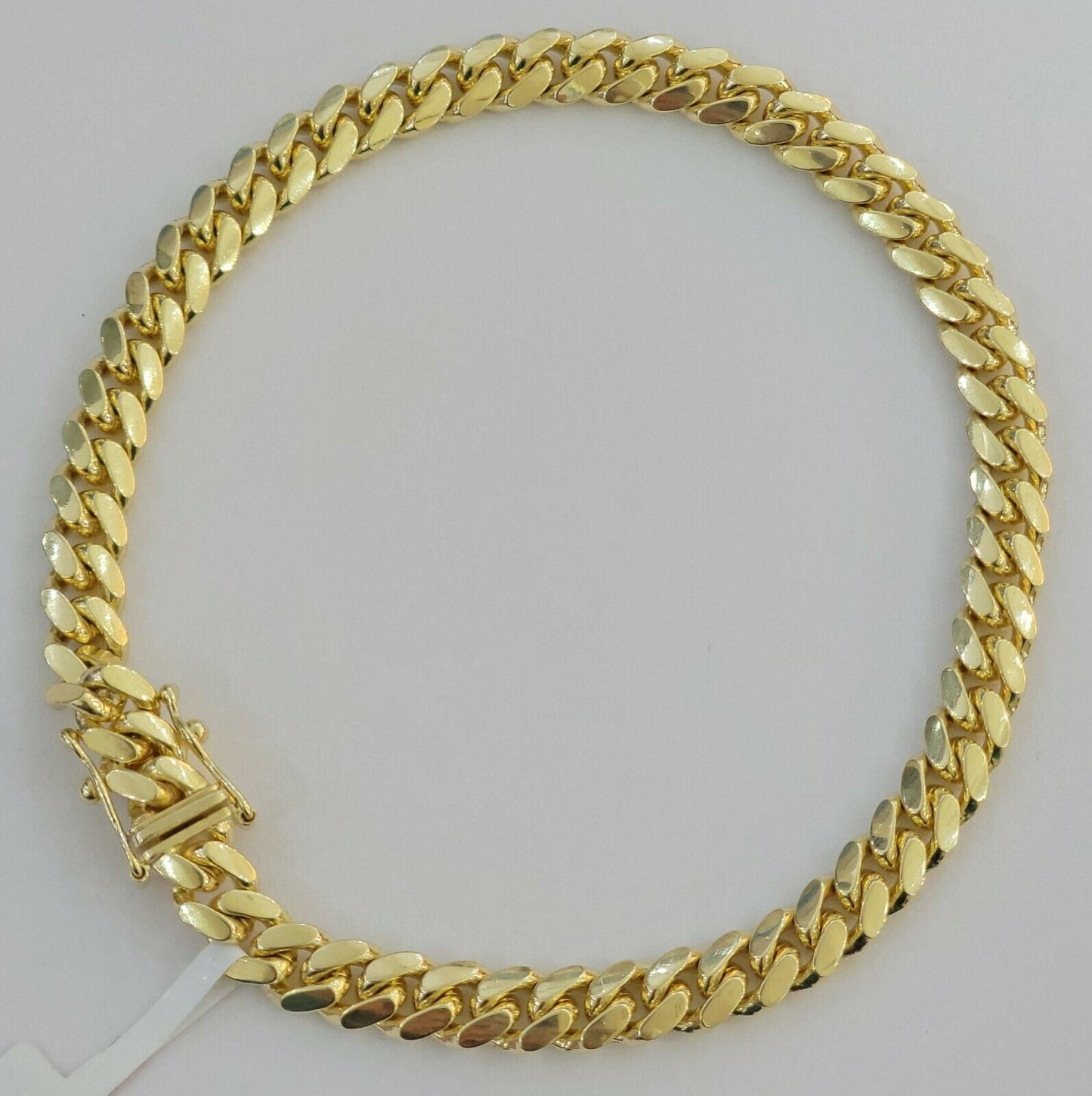 Real 14k yellow Gold bracelet SOLID Miami Cuban link 6mm 8.5" 14kt, Box Lock,men - Reva Jeweler