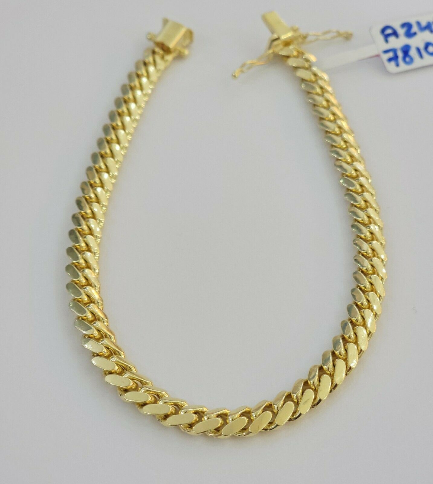 Real 14k yellow Gold bracelet SOLID Miami Cuban link 6mm 8.5" 14kt, Box Lock,men - Reva Jeweler