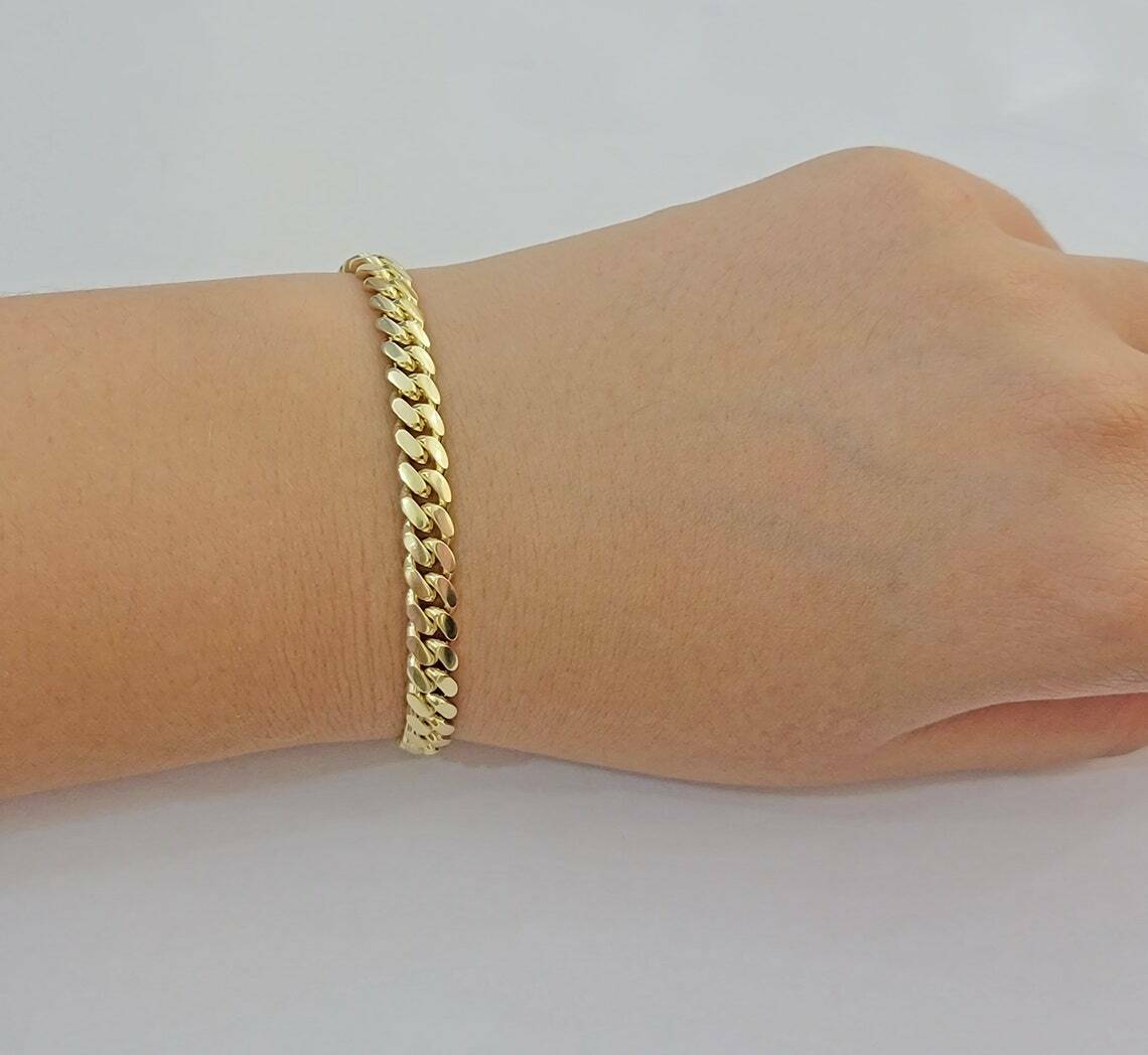 Real 14k Yellow Gold Bracelet Solid Miami Cuban Link With Box Lock 6mm 8" inch - Reva Jeweler