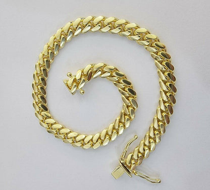 Real 14k Yellow Gold Bracelet Solid Miami Cuban Link With Box Lock 6mm 8" inch - Reva Jeweler