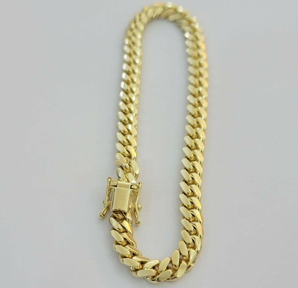 Real 14k Yellow Gold Bracelet Solid Miami Cuban Link With Box Lock 6mm 8" inch - Reva Jeweler