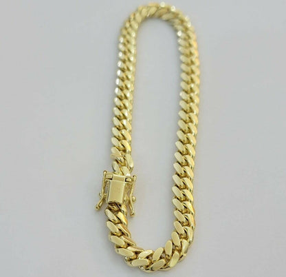 Real 14k Yellow Gold Bracelet Solid Miami Cuban Link With Box Lock 6mm 8" inch - Reva Jeweler