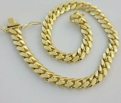 Real 14k Yellow Gold Bracelet Solid Miami Cuban Link With Box Lock 6mm 8" inch - Reva Jeweler