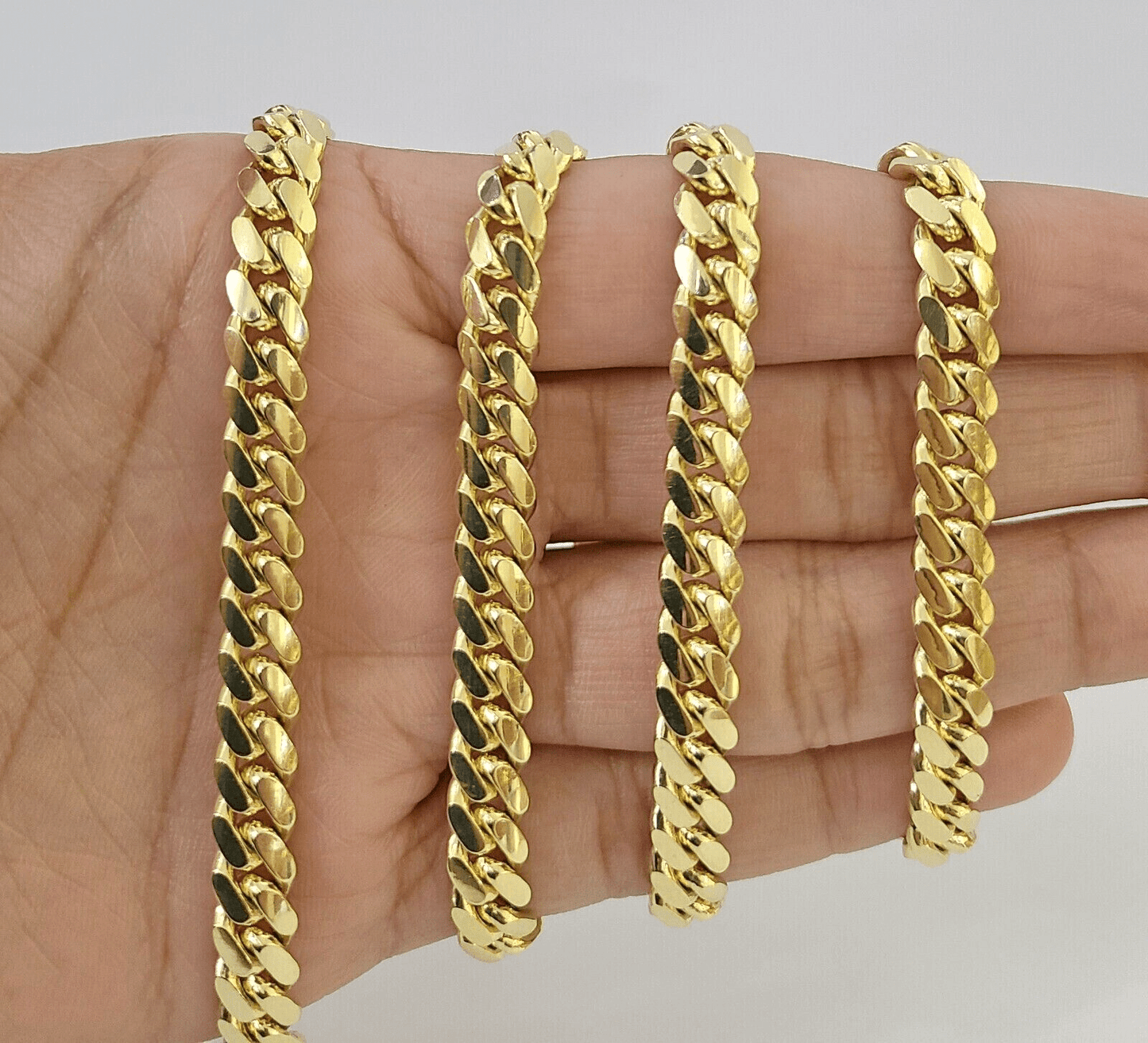 Real 14k Yellow Gold Chain 20 Inch Miami Cuban Link Necklace 7mm SOLID 14kt Mens - Reva Jeweler