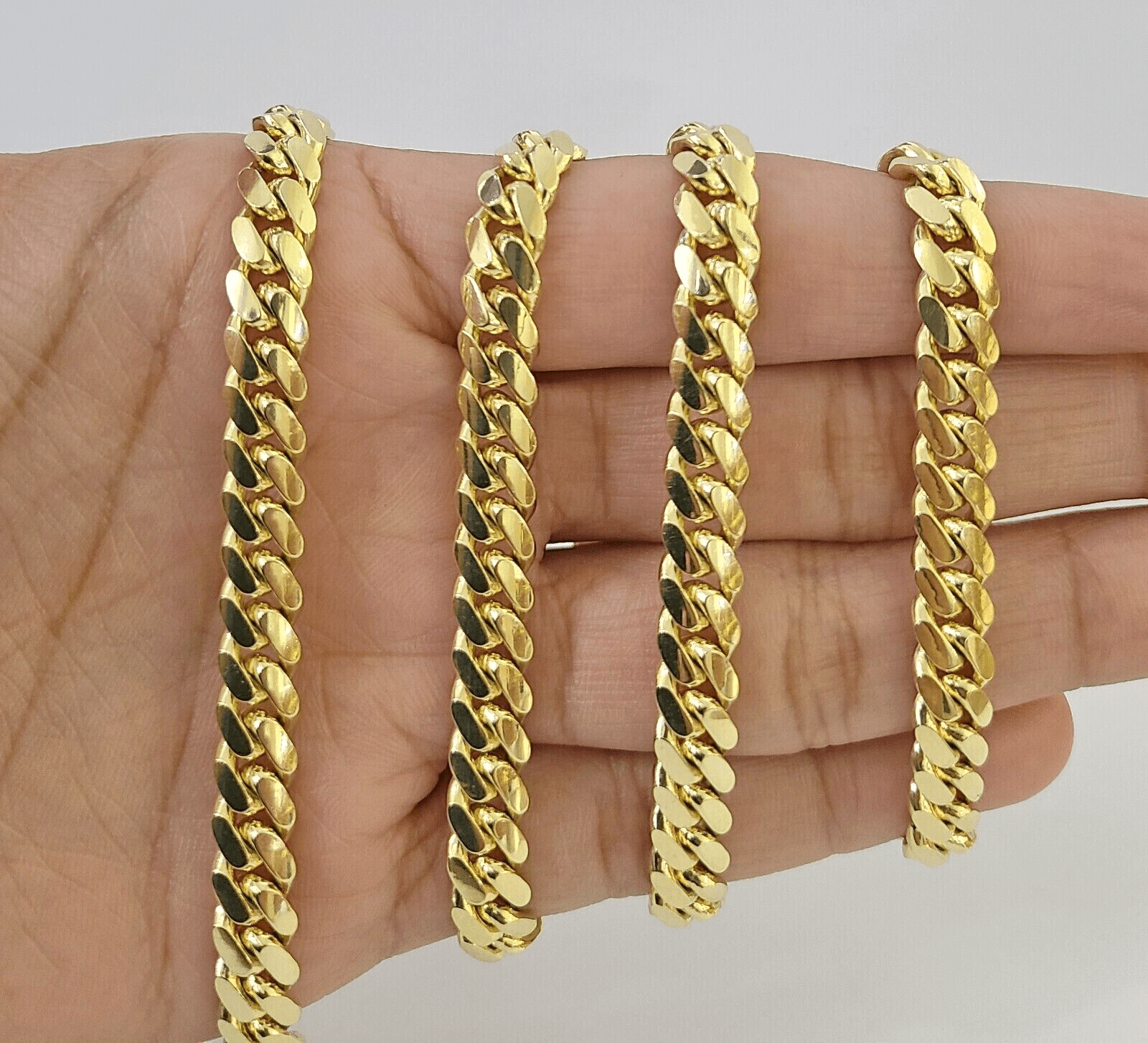 Real 14k Yellow Gold Chain 20 Inch Miami Cuban Link Necklace 7mm SOLID 14kt Mens - Reva Jeweler
