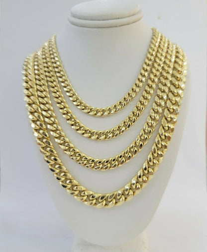 Real 14k Yellow Gold chain Miami Cuban Link Necklace 6mm - 9mm 8" - 30" Inch ,Strong - Reva Jeweler