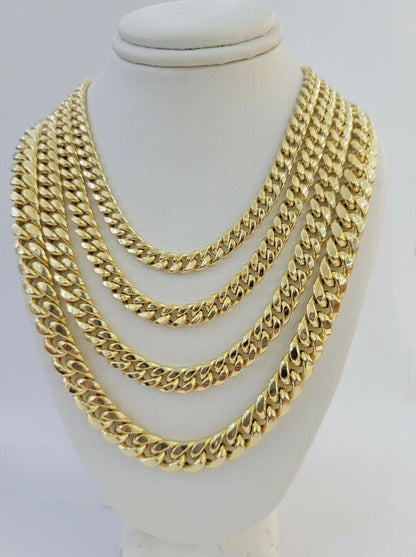 Real 14k Yellow Gold chain Miami Cuban Link Necklace 6mm - 9mm 8" - 30" Inch ,Strong - Reva Jeweler