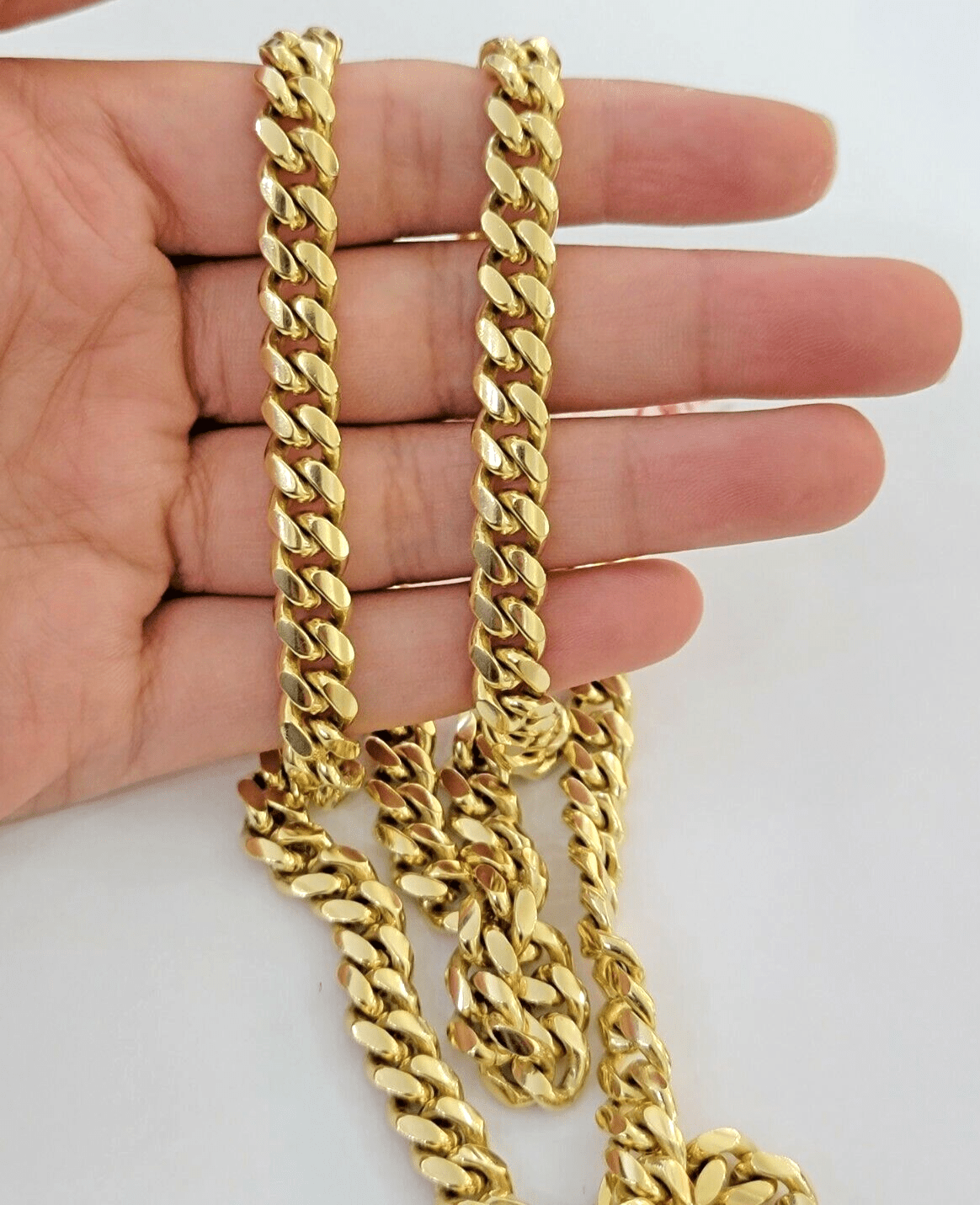 Real 14k Yellow Gold Chain Miami Cuban Link Necklace Men Solid 8mm 18 Inch Short - Reva Jeweler
