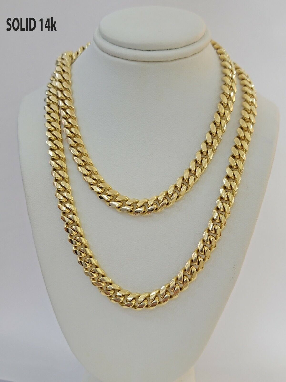 Real 14k Yellow Gold Chain Miami Cuban Link Necklace Mens Solid 8mm 22 Inch 14KT - Reva Jeweler