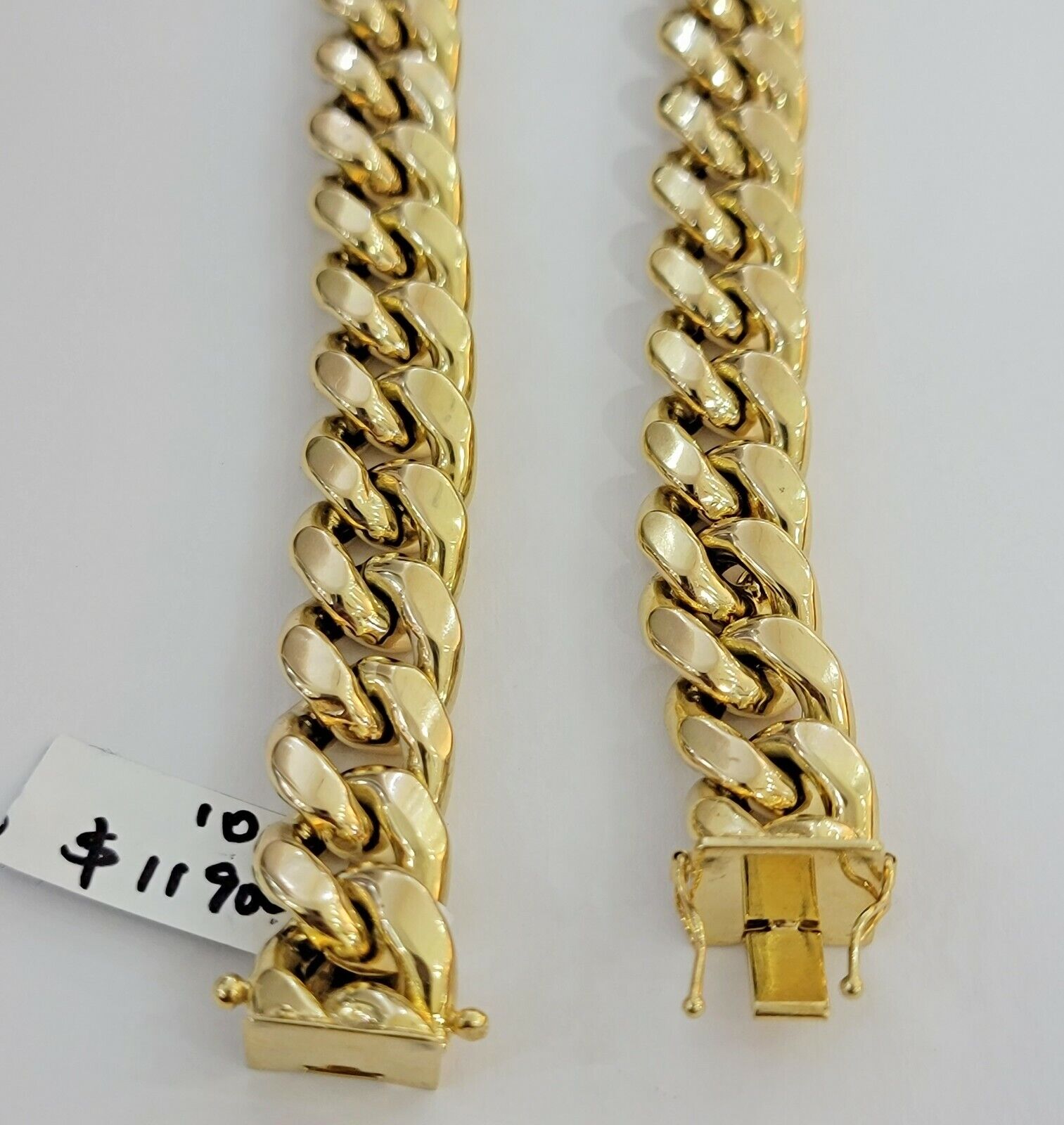 Real 14k Yellow Gold Chain Necklace 24 Inch 15mm Miami Cuban Link Mens 14kt - Reva Jeweler
