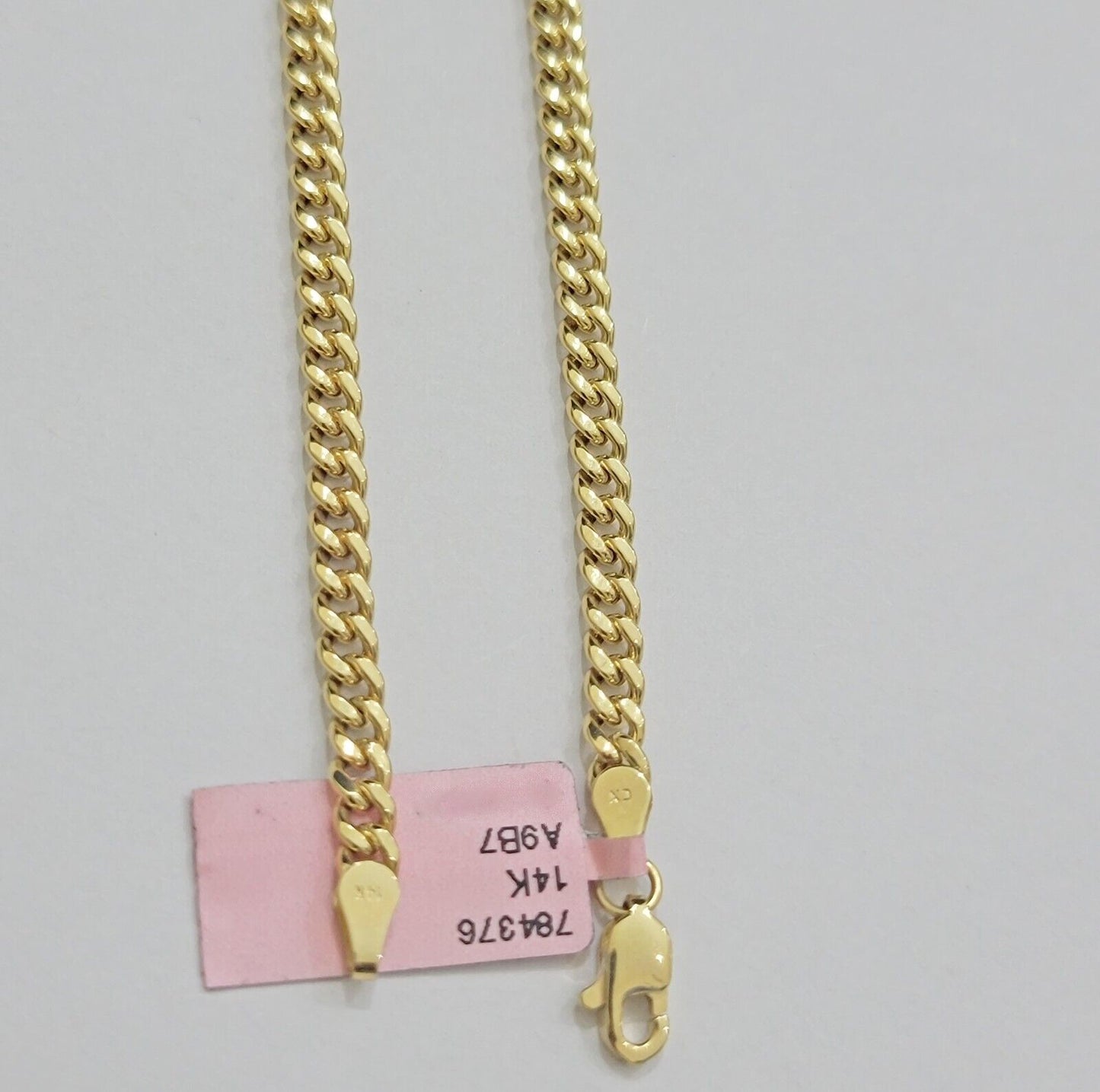 Real 14K Yellow Gold Chain Necklace Miami Cuban Link Chain 3.5mm 18" - 26'' Inch - Reva Jeweler
