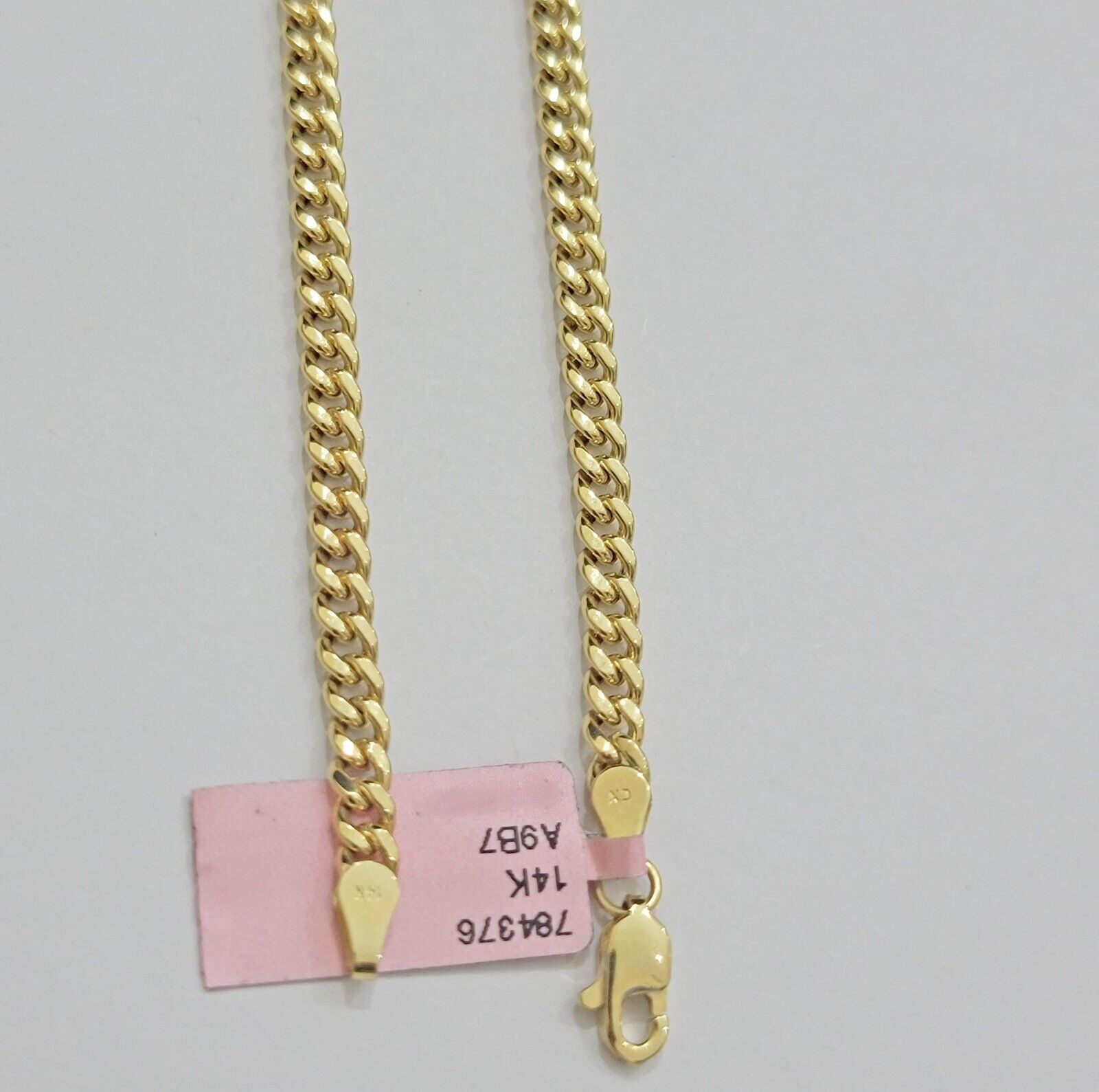 Real 14K Yellow Gold Chain Necklace Miami Cuban Link Chain 3.5mm 18" - 26'' Inch - Reva Jeweler