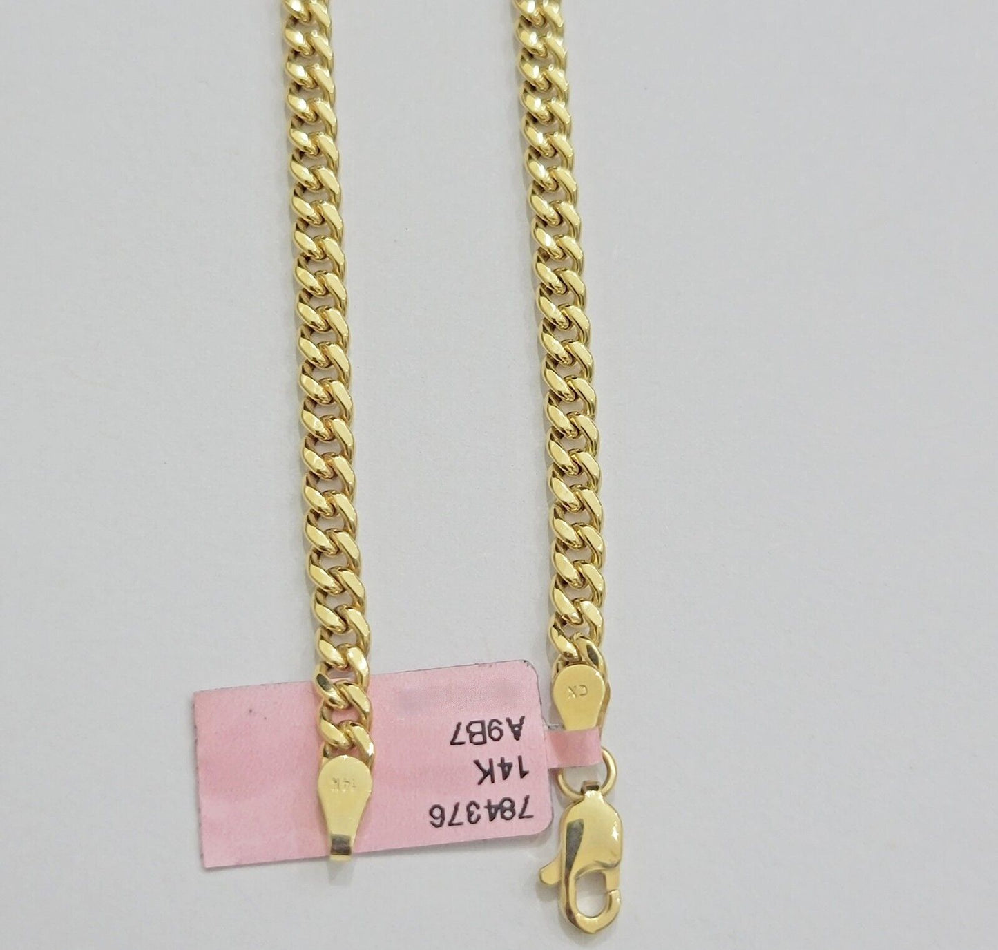 Real 14K Yellow Gold Chain Necklace Miami Cuban Link Chain 3.5mm 18" - 26'' Inch - Reva Jeweler