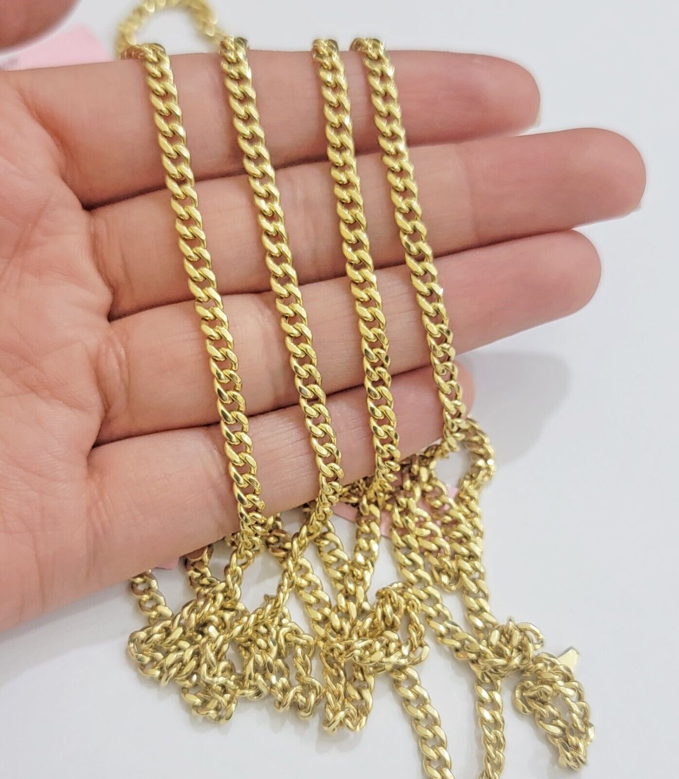 Real 14K Yellow Gold Chain Necklace Miami Cuban Link Chain 3.5mm 18" - 26'' Inch - Reva Jeweler