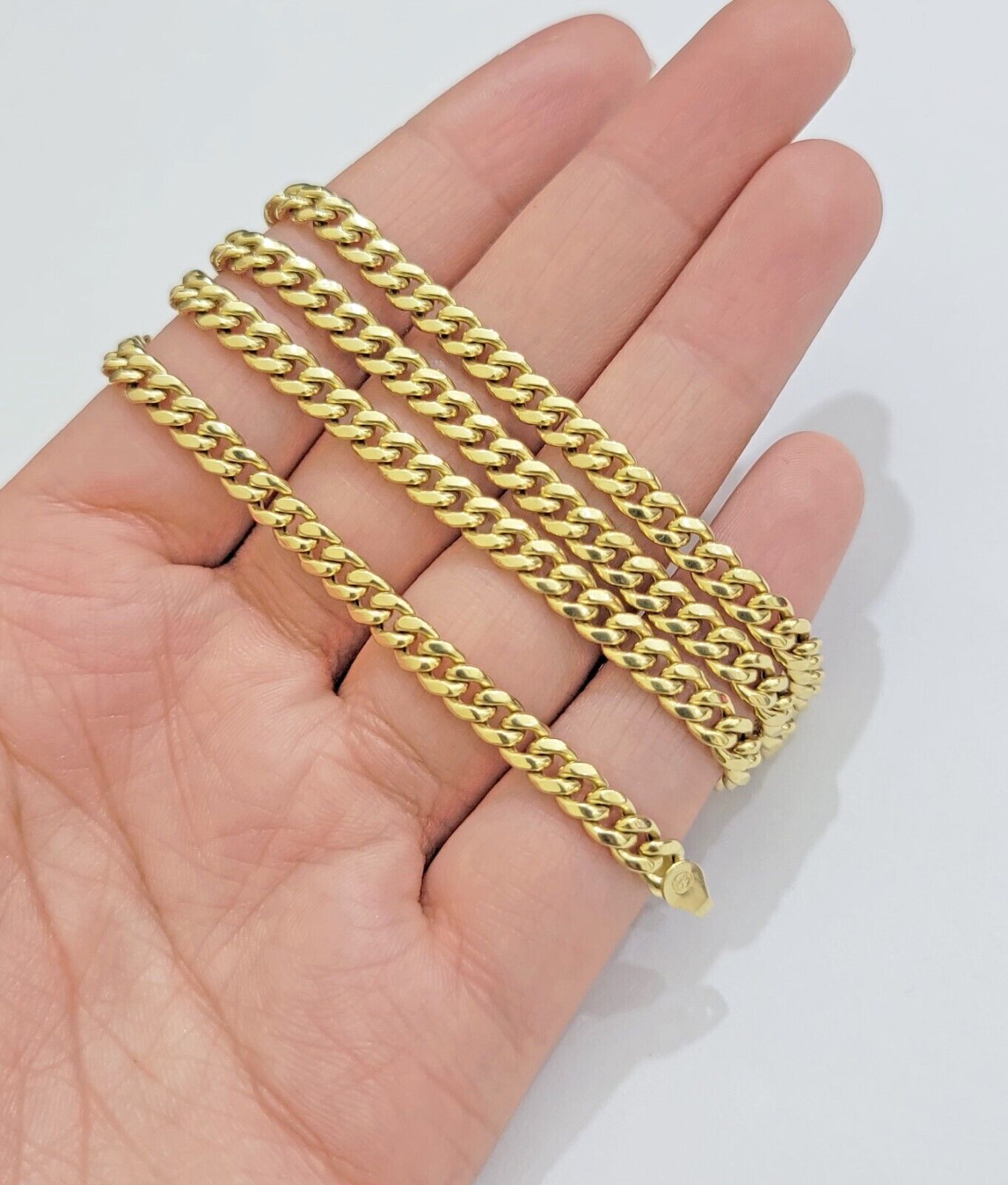 Real 14K Yellow Gold Chain Necklace Miami Cuban Link Chain 4.5mm 18" - 26'' Inch - Reva Jeweler