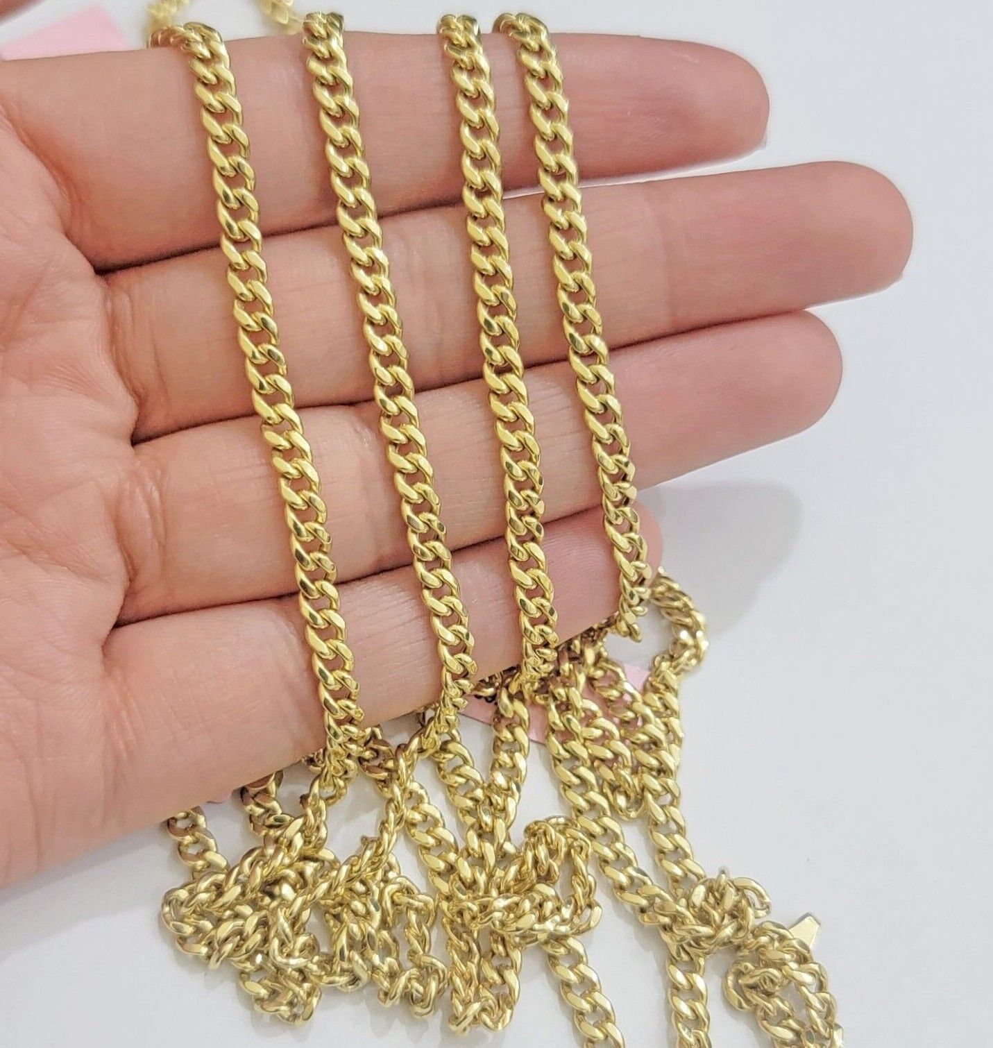 Real 14K Yellow Gold Chain Necklace Miami Cuban Link Chain 4.5mm 18" - 26'' Inch - Reva Jeweler