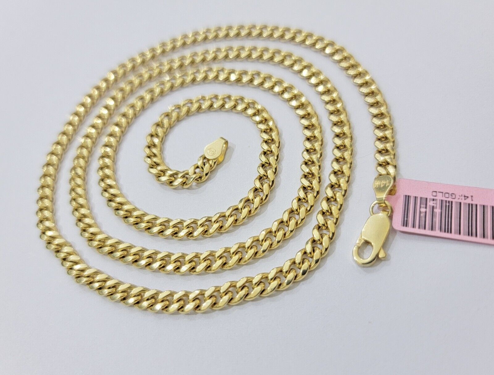 Real 14K Yellow Gold Chain Necklace Miami Cuban Link Chain 4.5mm 18" - 26'' Inch - Reva Jeweler