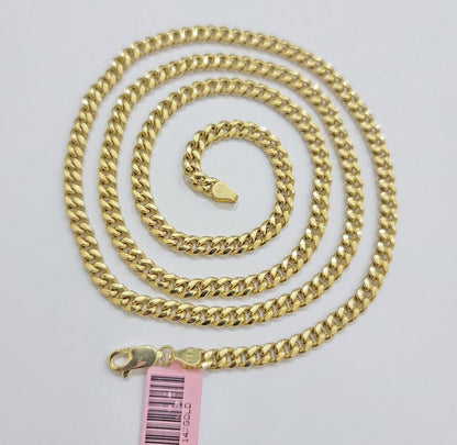 Real 14K Yellow Gold Chain Necklace Miami Cuban Link Chain 4.5mm 18" - 26'' Inch - Reva Jeweler