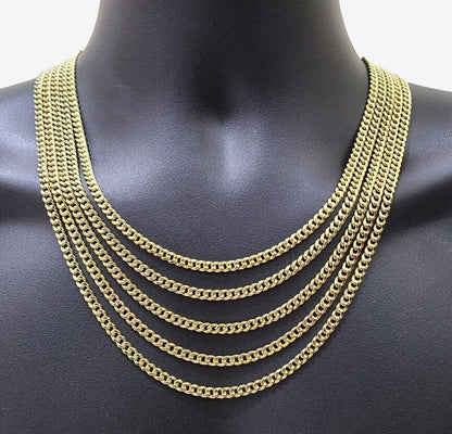 Real 14K Yellow Gold Chain Necklace Miami Cuban Link Chain 4.5mm 18" - 26'' Inch - Reva Jeweler
