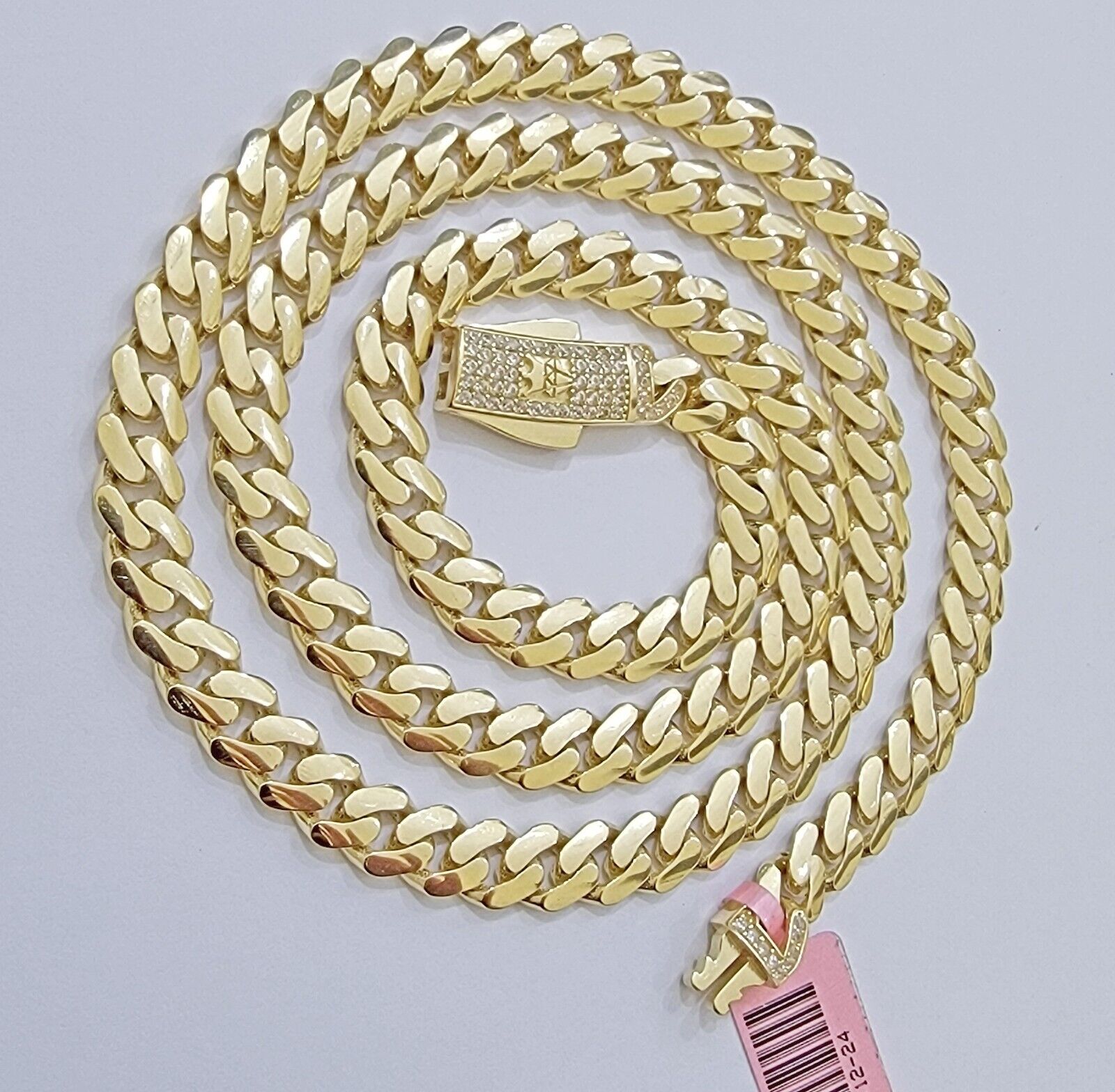 Real 14K Yellow Gold Chain Necklace Royal Monaco Cuban Link 7mm 20" - 24" ,Hollow - Reva Jeweler