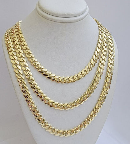 Real 14K Yellow Gold Chain Necklace Royal Monaco Cuban Link 7mm 20" - 24" ,Hollow - Reva Jeweler